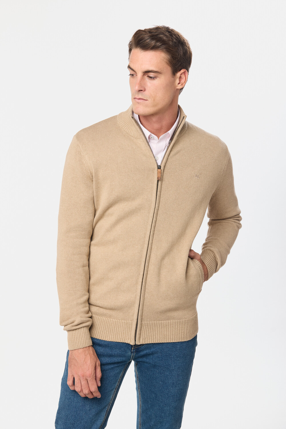 CAMPERA TEJIDA ALGODON Beige