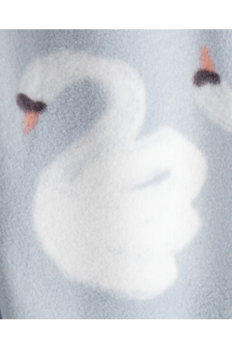 Pijama una pieza de micropolar, con pie, gris, diseño cisnes Sin color