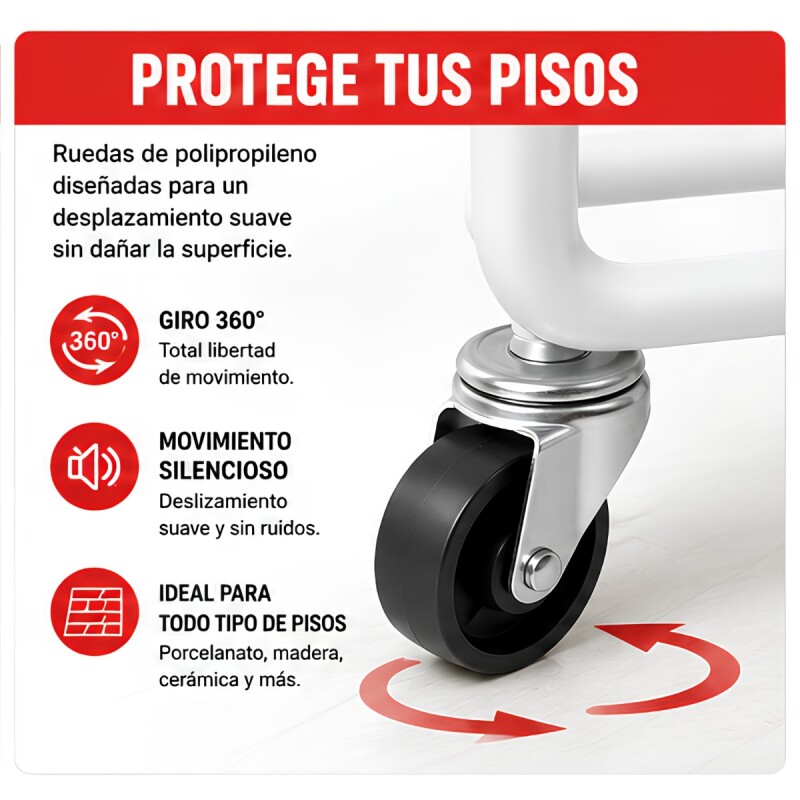 Carro organizador 3 estantes con ruedas BLANCO