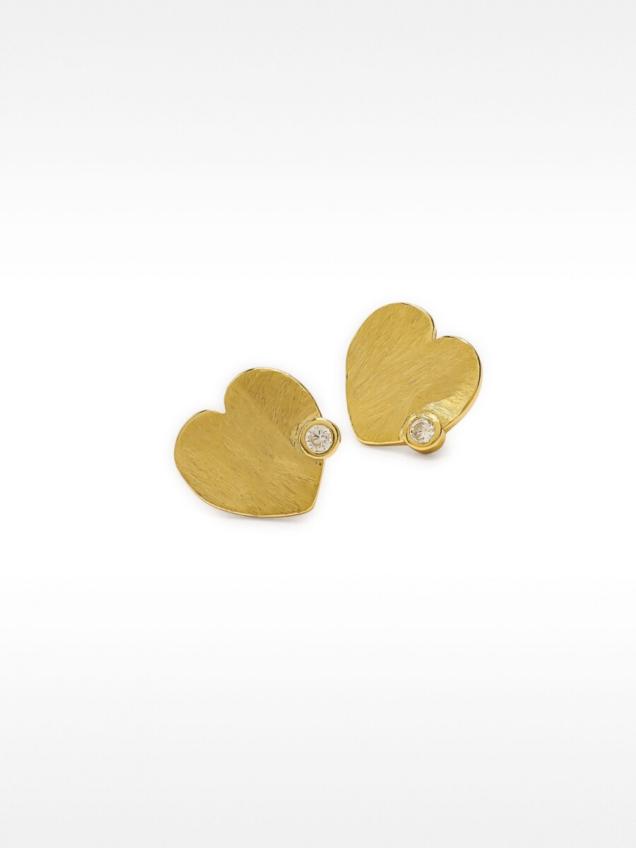 Pendientes De Corazón Con Circonita - Plata De Ley 925 dorado