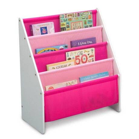 Rack Infantil para Libros Madera y Tela ROSADO