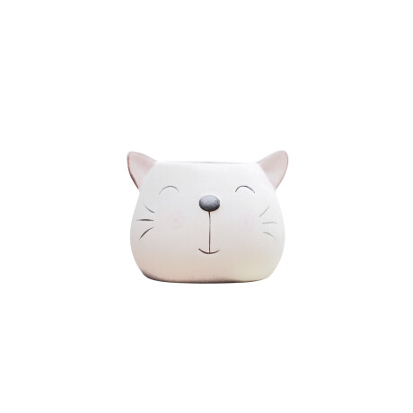 Maceta de cerámica gato blanco Blanco