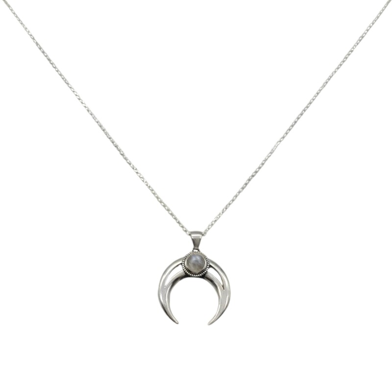 Conjunto Luna invertida- Plata 925 - Piedra Cuarzo Rosa- CJ3030 Conpiedra