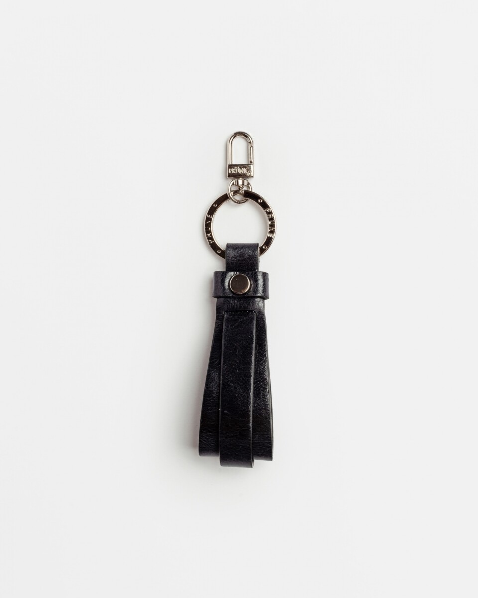 Llavero Melly En Cuero Liso - Negro 