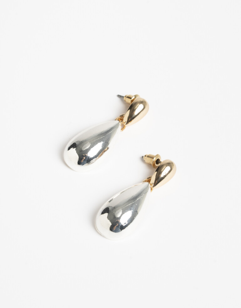 Aros Colgantes Cortos Metal Aros Cortos Gota Biplating - Dorado