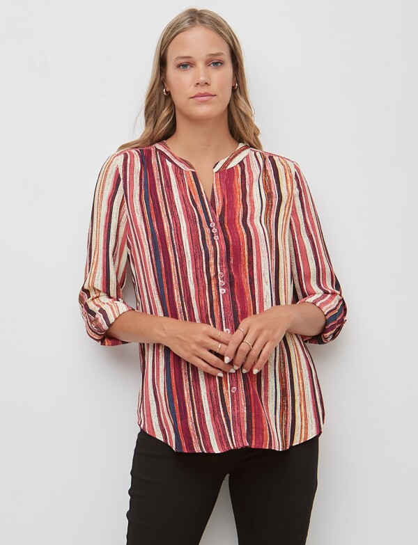 Blusa Gasa Print MULTI/ROJO
