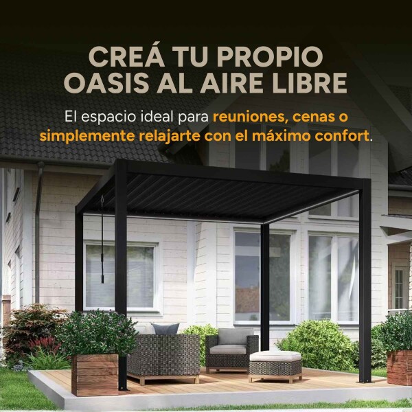 Pérgola Moderna Aluminio Regulable 3x3 Desagüe Incl. Patio Pérgola Moderna Aluminio Regulable 3x3 Desagüe Incl. Patio