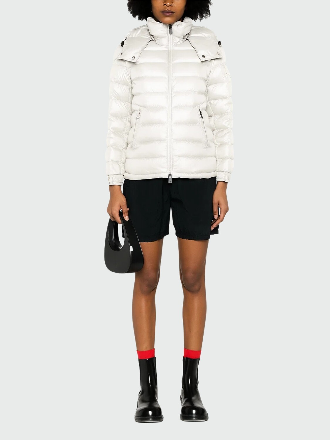 Moncler - Chaqueta Corta con Capucha y Plumón Dalles Blanco