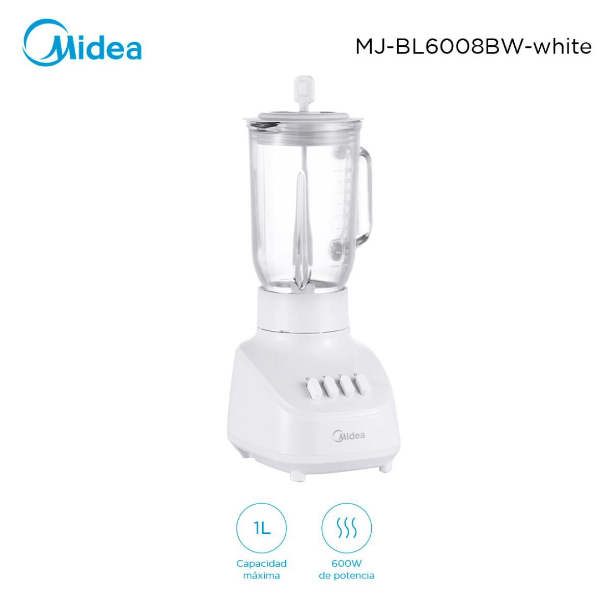 Licuadora Midea Blanca 1L Jarra de Vidrio MJ-BL6008BWW - BLANCO 