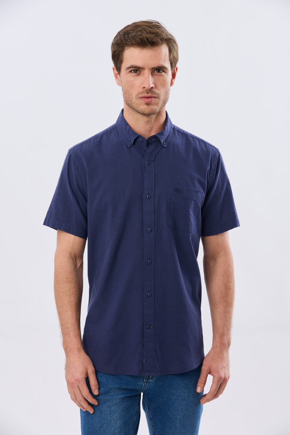 CAMISA LISA DE LINO Azul