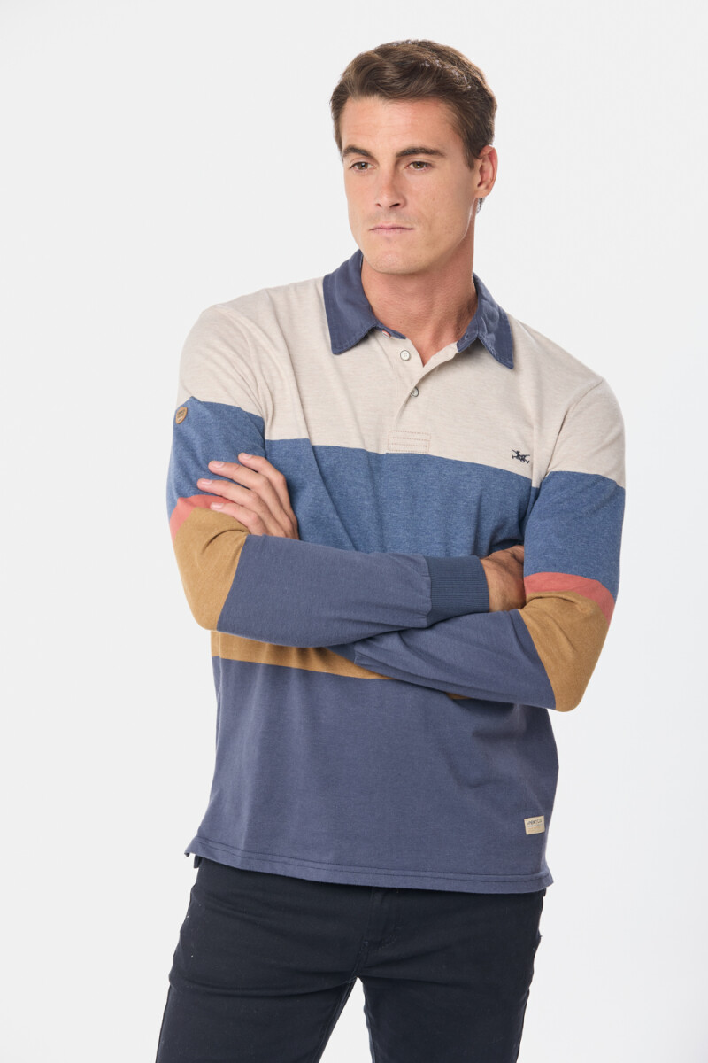 REMERA POLO RAYADA - Beige 