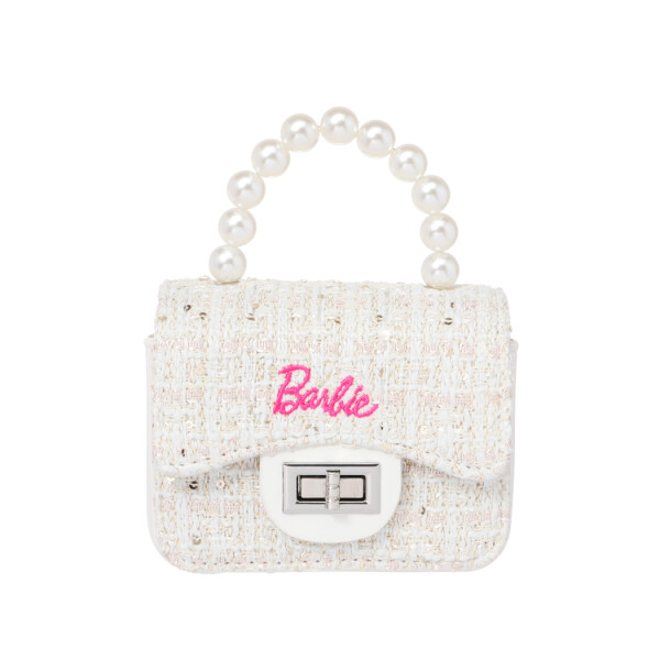 Cartera Barbie con perlas blanco