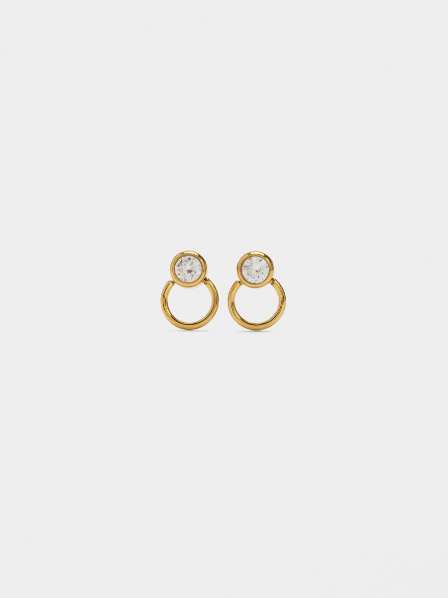 Pendientes Con Cristales - Acero Inoxidable dorado