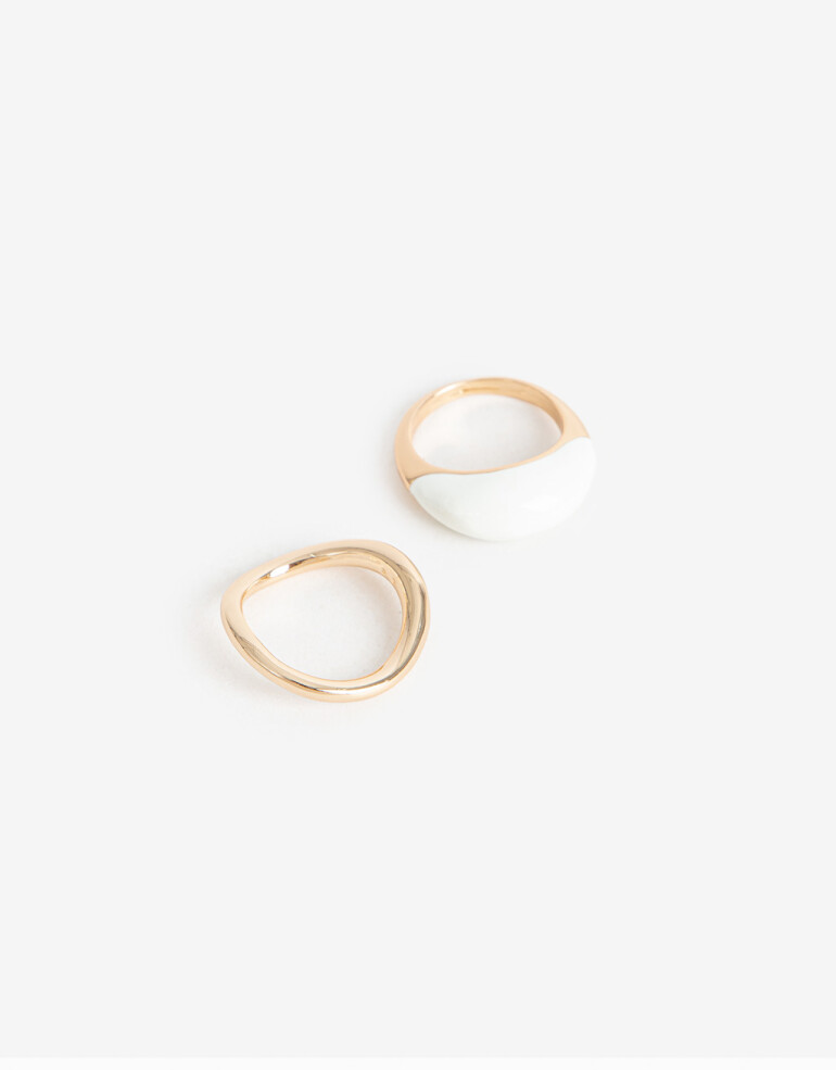 Sets Anillos Esmalte Anillos Set Esmaltado - Dorado