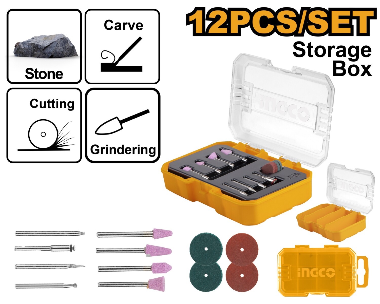 SET X 12 ACCESORIOS MINI TORNO INGCO AKMG2012 