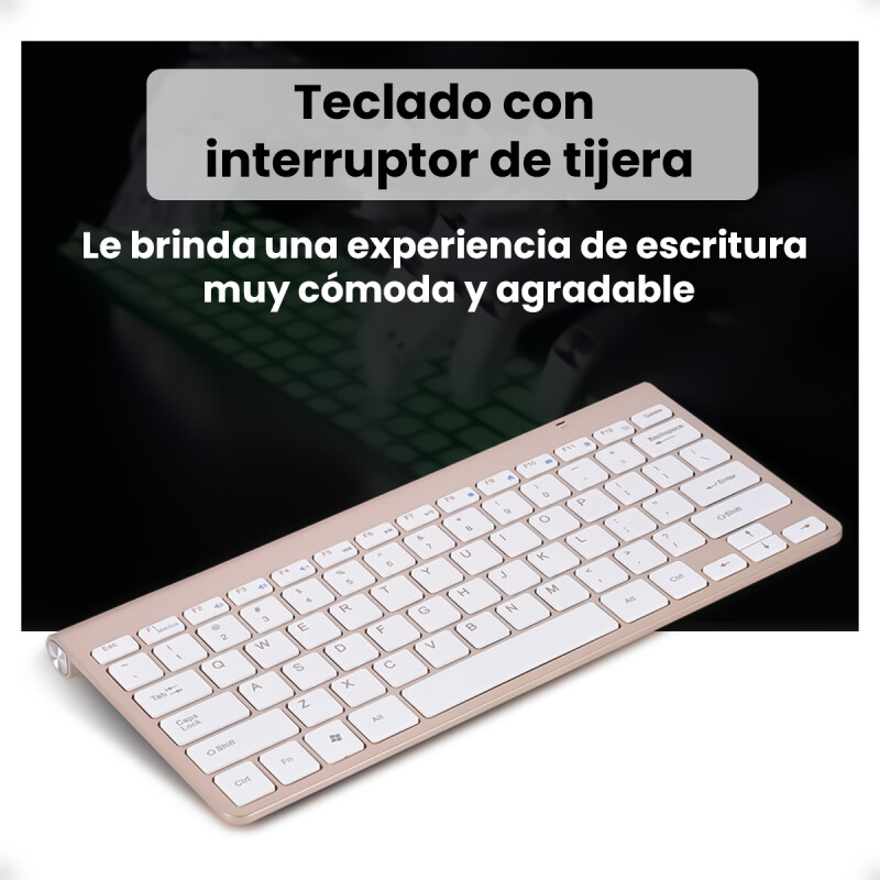 Combo de Teclado y Mouse Inalámbrico Slim Dorado