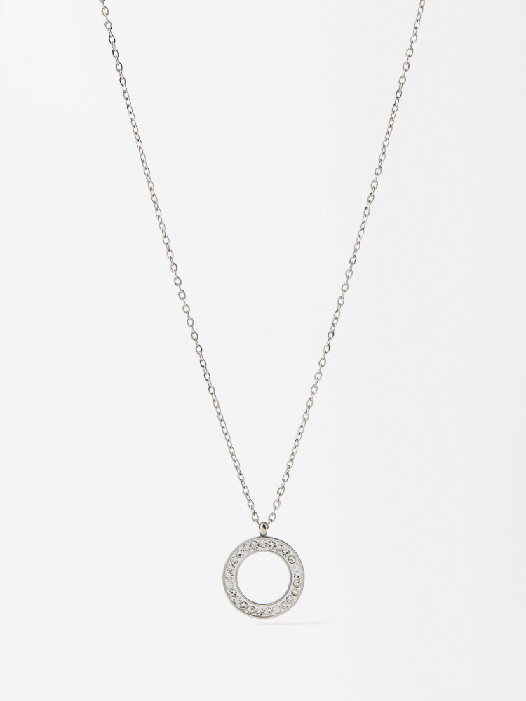 Collar Con Cristales - Acero Inoxidable plateado