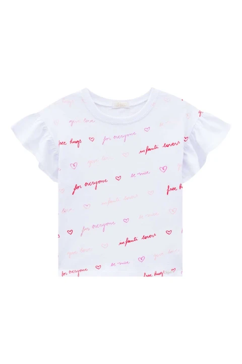 Blusa con Volantes en las Mangas Blanco
