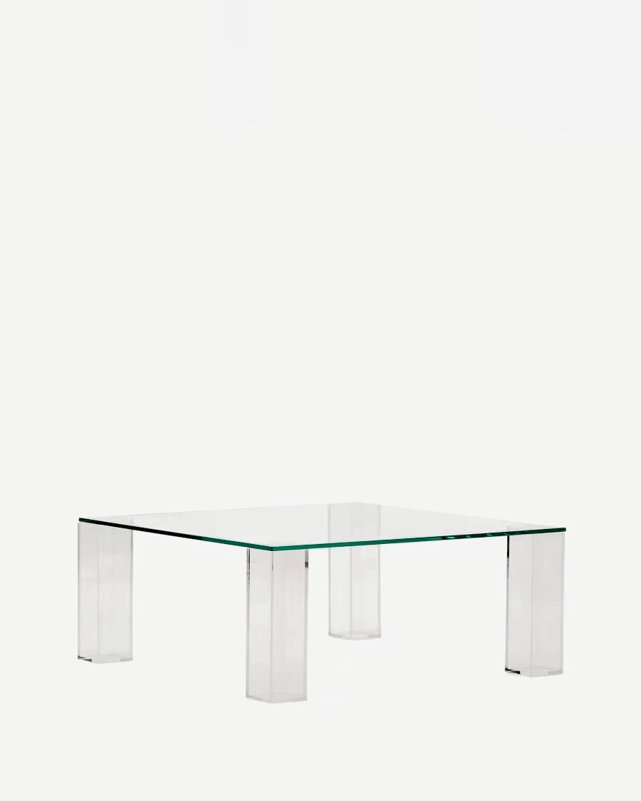 Mesa auxiliar Adularia de cristal templado transparente 85 x 85 cm
