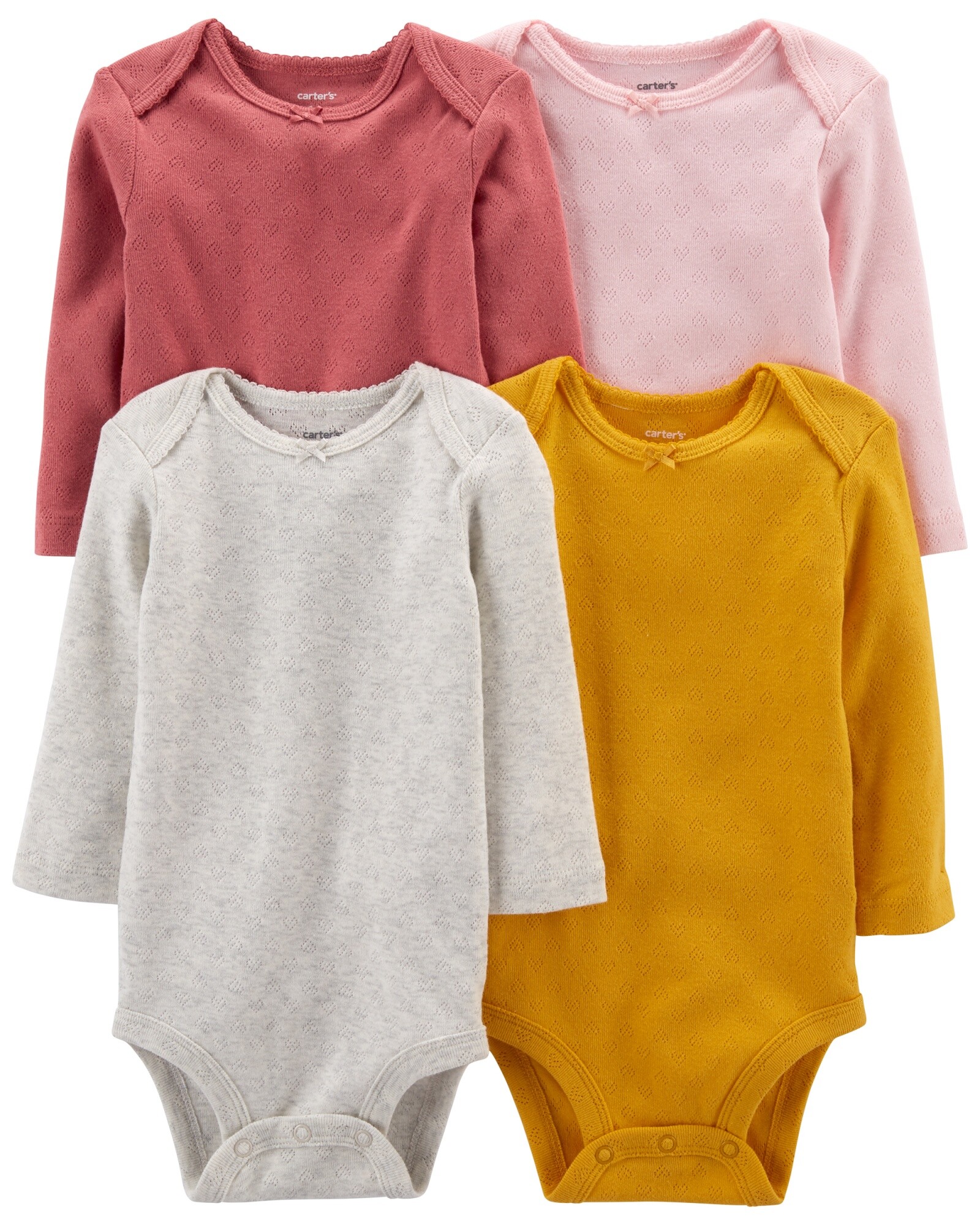 Pack cuatro bodies de algodón manga larga diferentes diseños Sin color