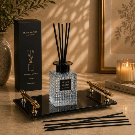 Aromatizador De Vidrio Ambiente Con Varillas 150ML Aromatizador De Vidrio Ambiente Con Varillas 150ML