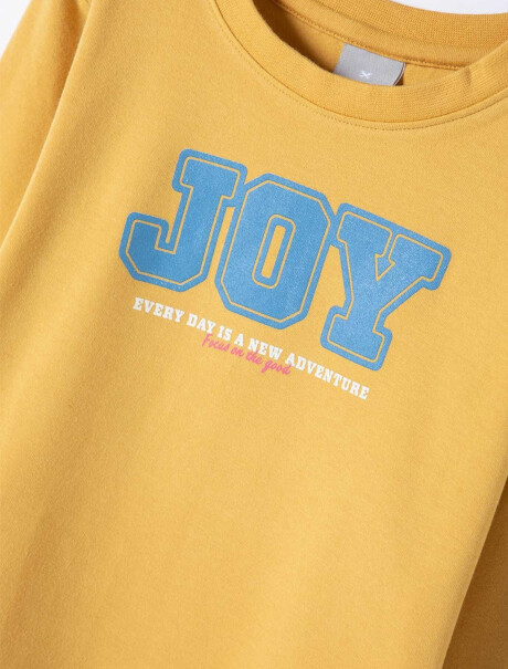 BLUSA DE NIÑA ESTAMPADA CON FRUNCE AMARILLO