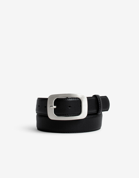 Cinturones y Fajas Cinturón Con Hebilla Rectangular - Negro