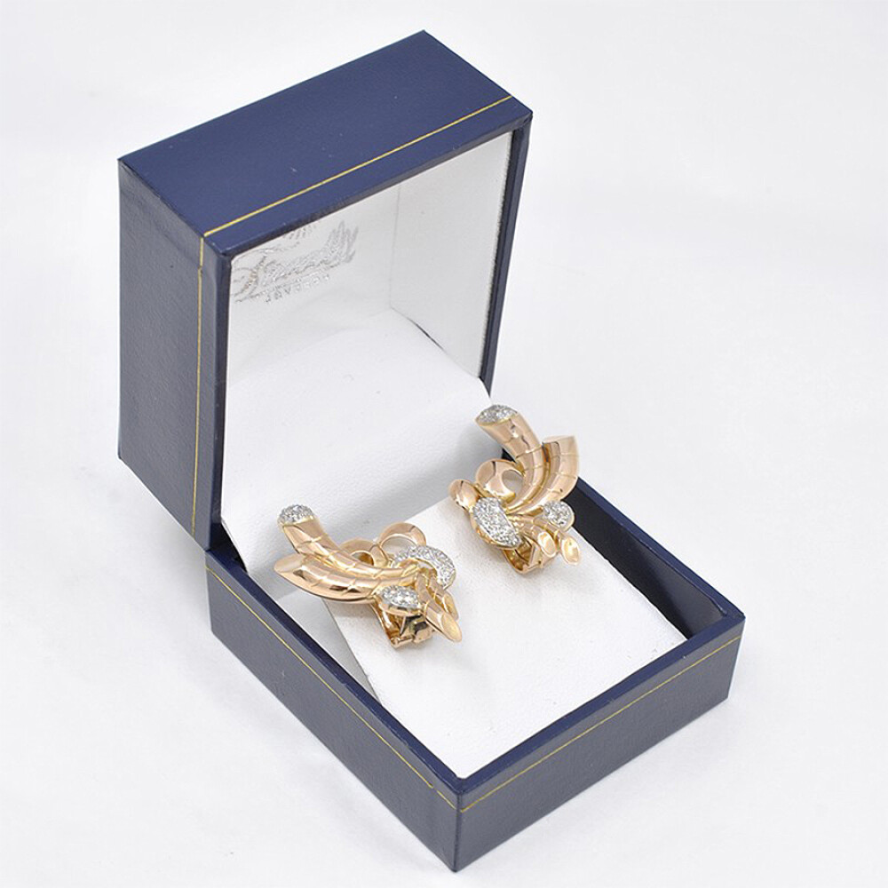 Caravanas Antiguas En Oro 18K Y Brillantes Caravanas Antiguas En Oro 18K Y Brillantes