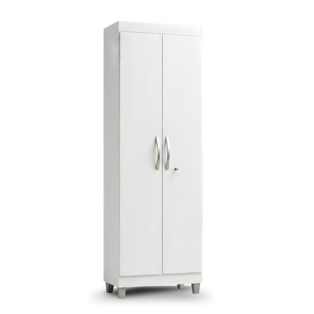 ROPERO 2 PUERTAS GUARDARROPA ARMARIO PLACARD CLOSET MULTIUSO CON LLAVE BLANCO