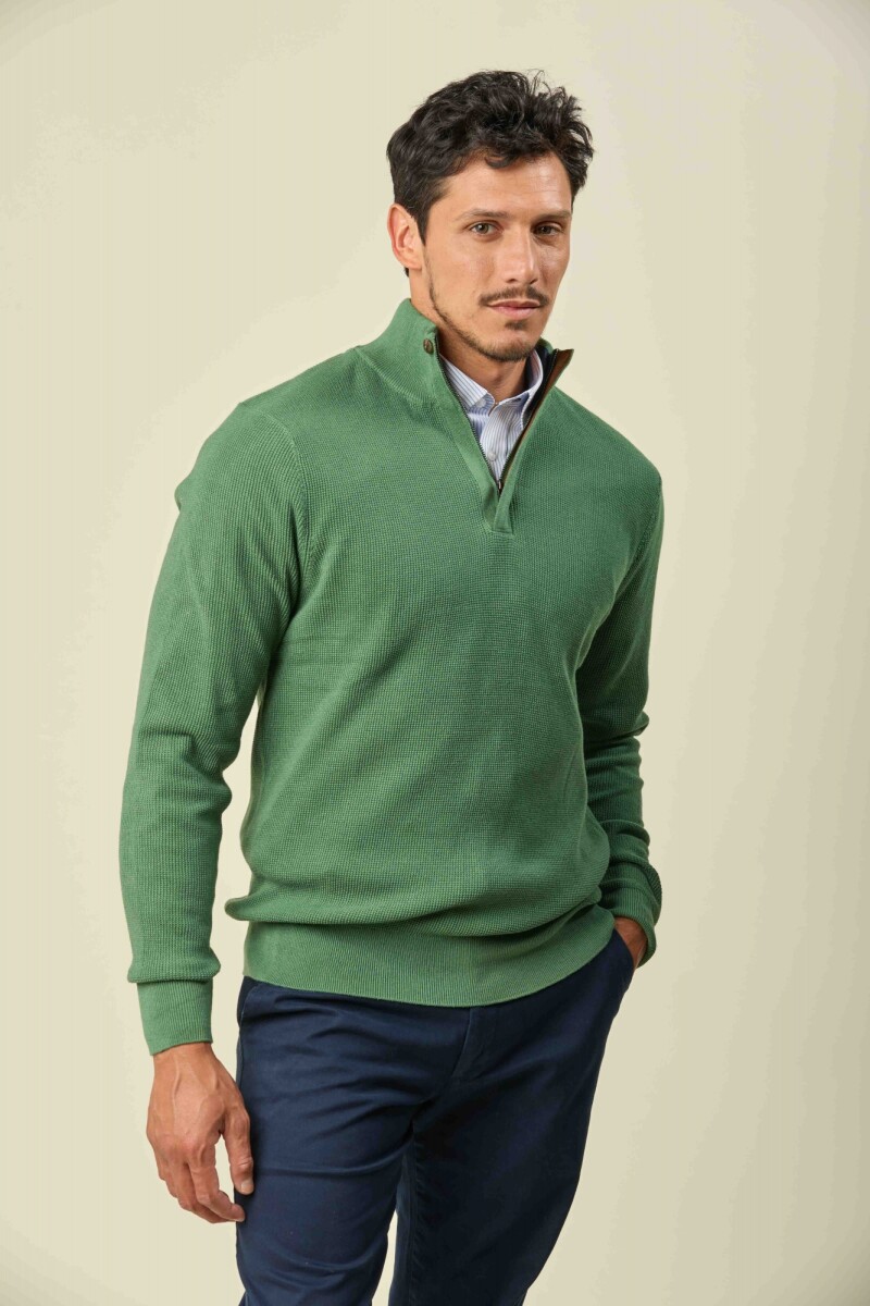 Buzo Algodón Medio Cierre - Verde 