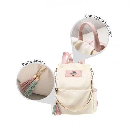 Mochila Para Dama De Lona Moderna Comoda y Resistente Crema