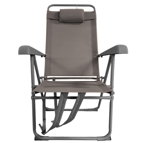 Silla Reposera de Playa Tipo Mochila con Almohada y Bolsillo Gris