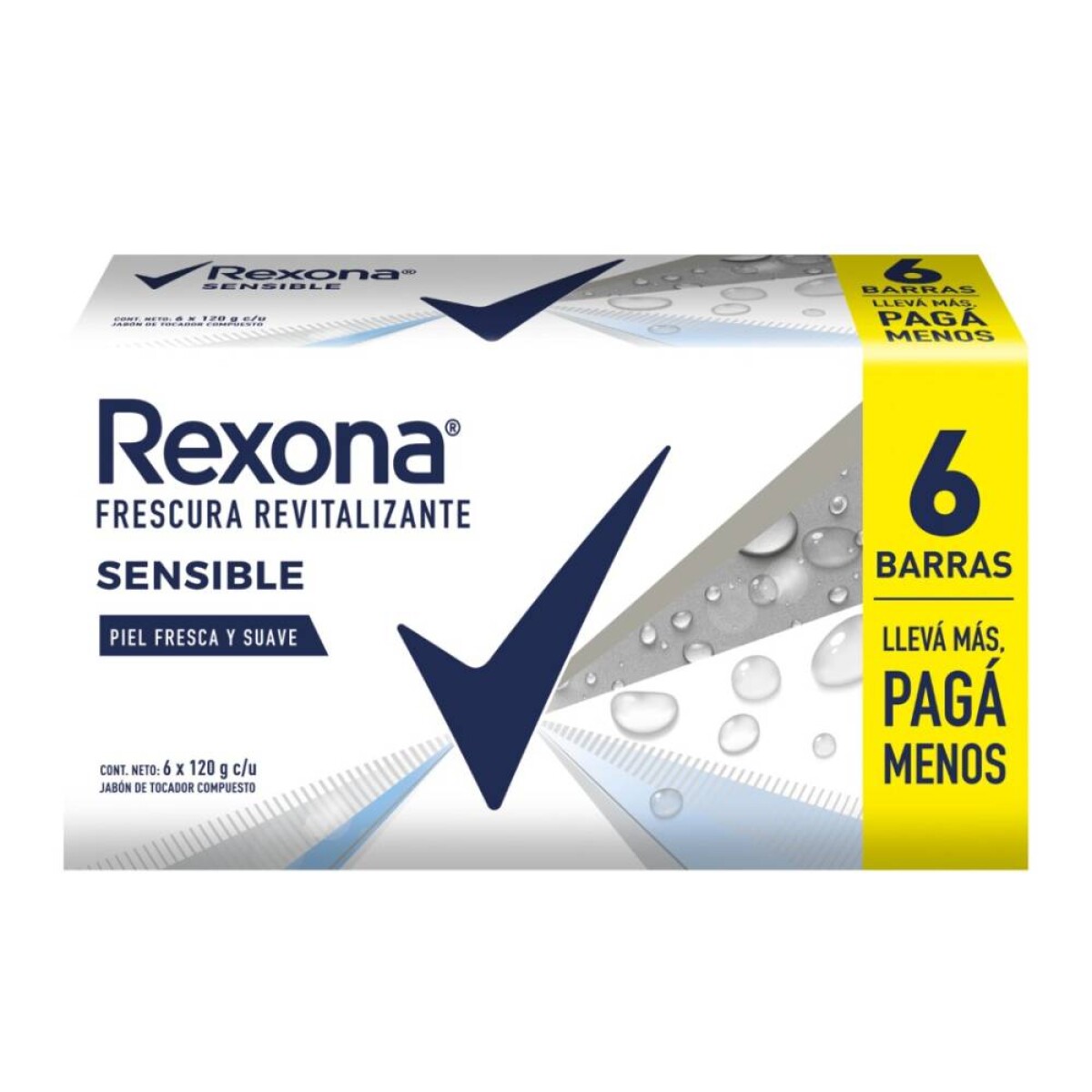 Jabón Rexona Sensible 6 Unidades 120g 