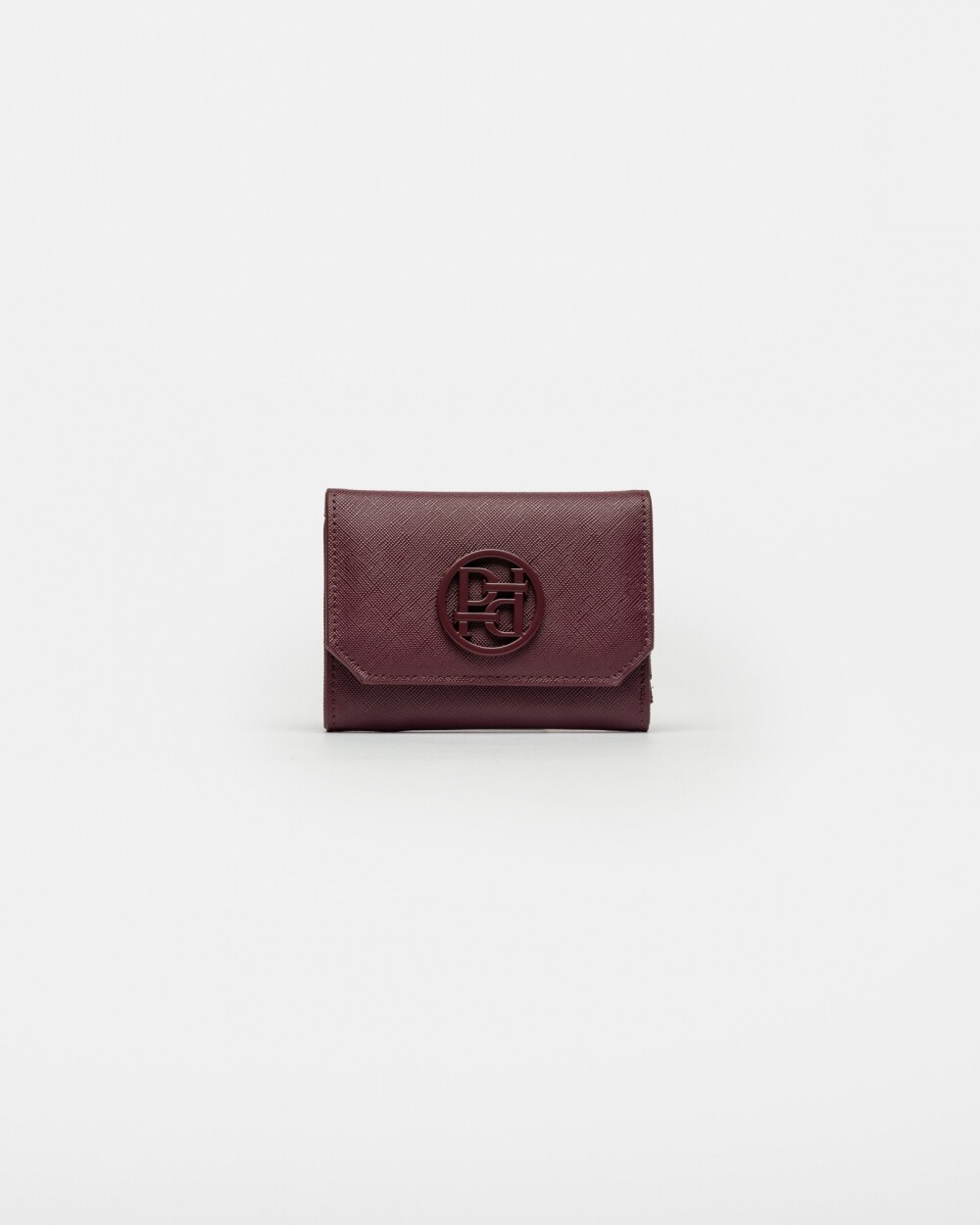 Billetera P&P En Efecto Cuero Saffiano Bordeaux