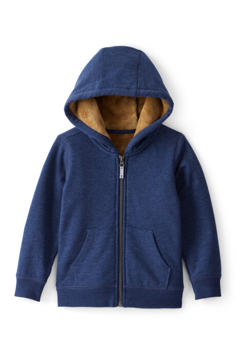 Campera de algodón con forro polar, azul marino. Talles 2-5T Sin color