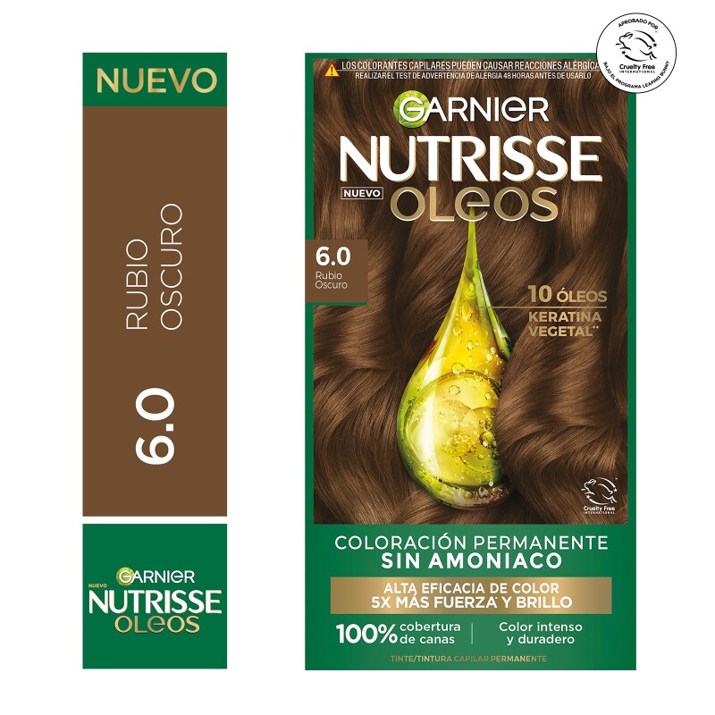 Tinta Garnier Nutrisse Oleos N°6.0 Rubio Oscuro Tinta Garnier Nutrisse Oleos N°6.0 Rubio Oscuro