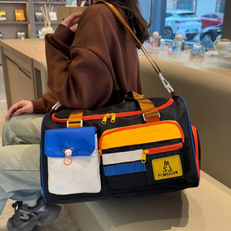 Bolso de viaje con bolsillos múltiples Negro