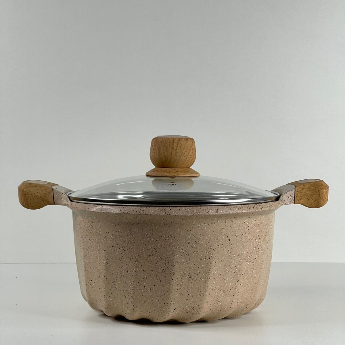 Olla Aluminio Fundido Presión Revestimiento Granito Tapa Vidrio 24cm 
