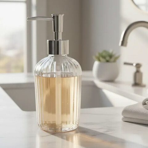 Dispensador de Jabón de Vidrio con Relieve U