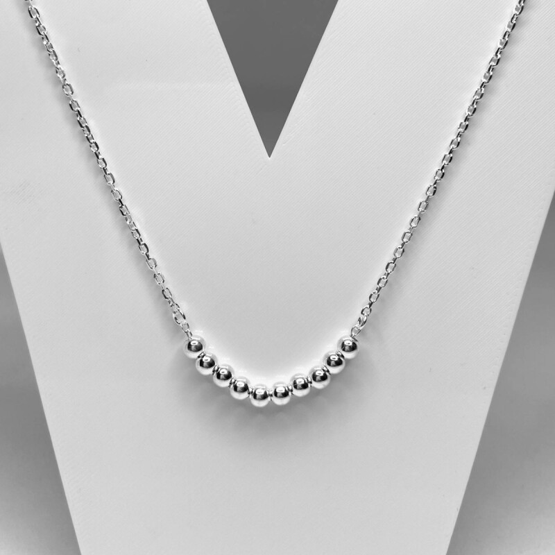 CONJUNTO CADENA Y ESFERAS DE PLATA L9dg-644-x2