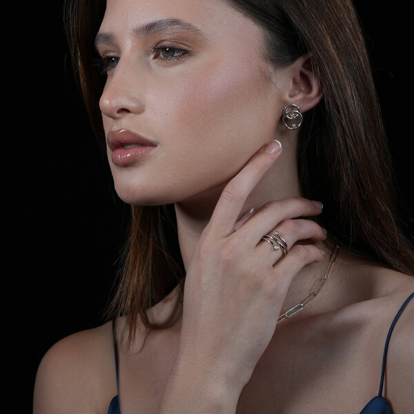 Caravanas Orbital de MOON en Plata 925 con brillantes Caravanas Orbital de MOON en Plata 925 con brillantes