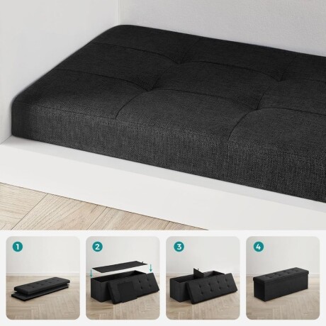 Puff Baul Texas Lino Negro