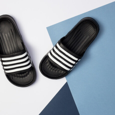 Sandalia Franjas Negro con Blanco Sandalia Franjas Negro con Blanco