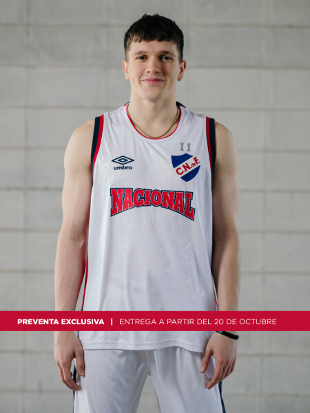 CAMISETA BASKET COPA BCLA 2025 Nacional Hombre Skuba, Blanco, Azul Marino