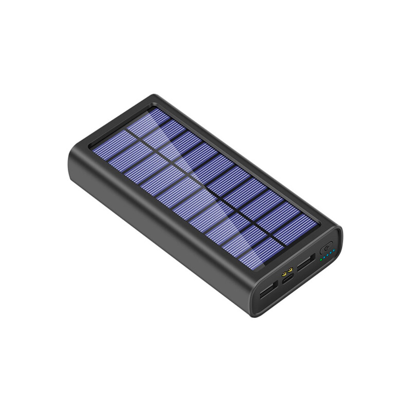 Power Bank 20000 mAh con cargador solar y linterna color negro Power Bank 20000 Mah Con Cargador Solar Y Linterna Color Negro