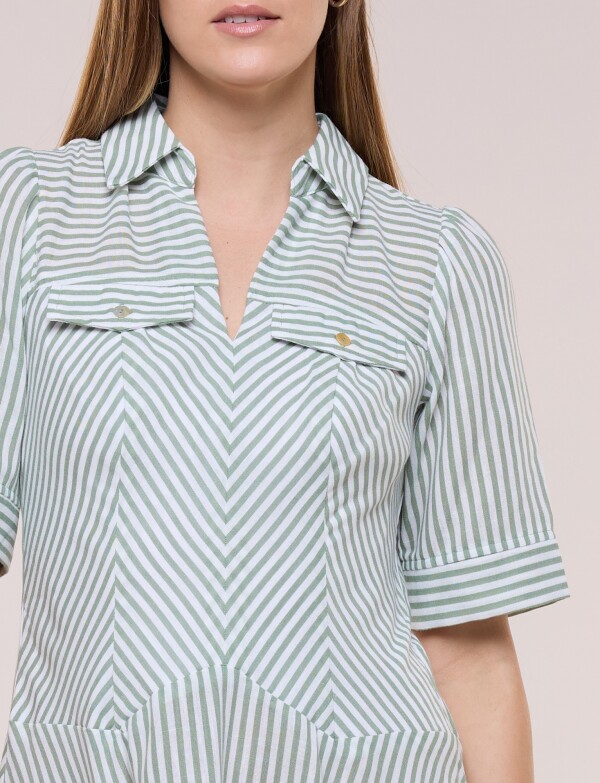 Vestido Camisero Midi Lineas VERDE/MULTI