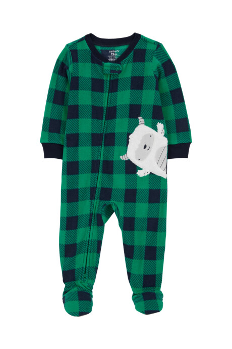 Pijama una pieza de micropolar, con pie, diseño a cuadros Sin color