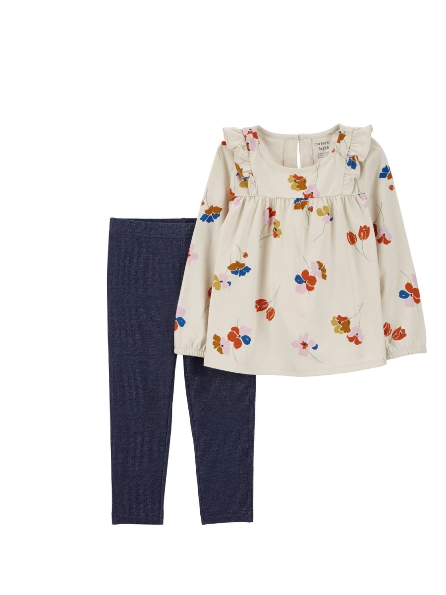 Conjunto Carters 2 Piezas Calza y Blusa Floral 2P829510 - BEIGE-AZUL 