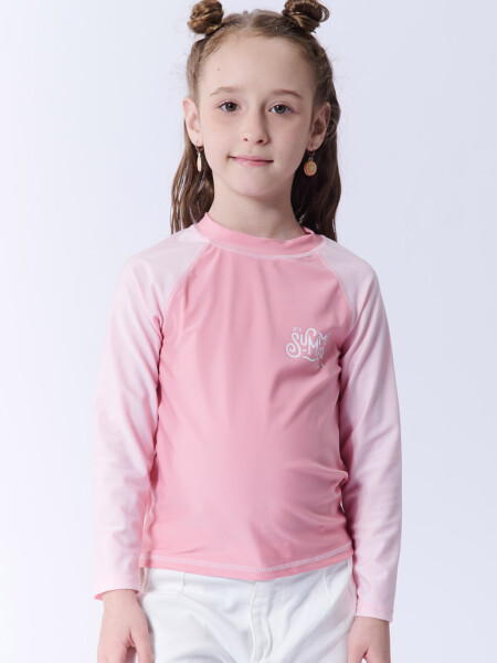 Remera manga larga uv combinada Combinada Rosado