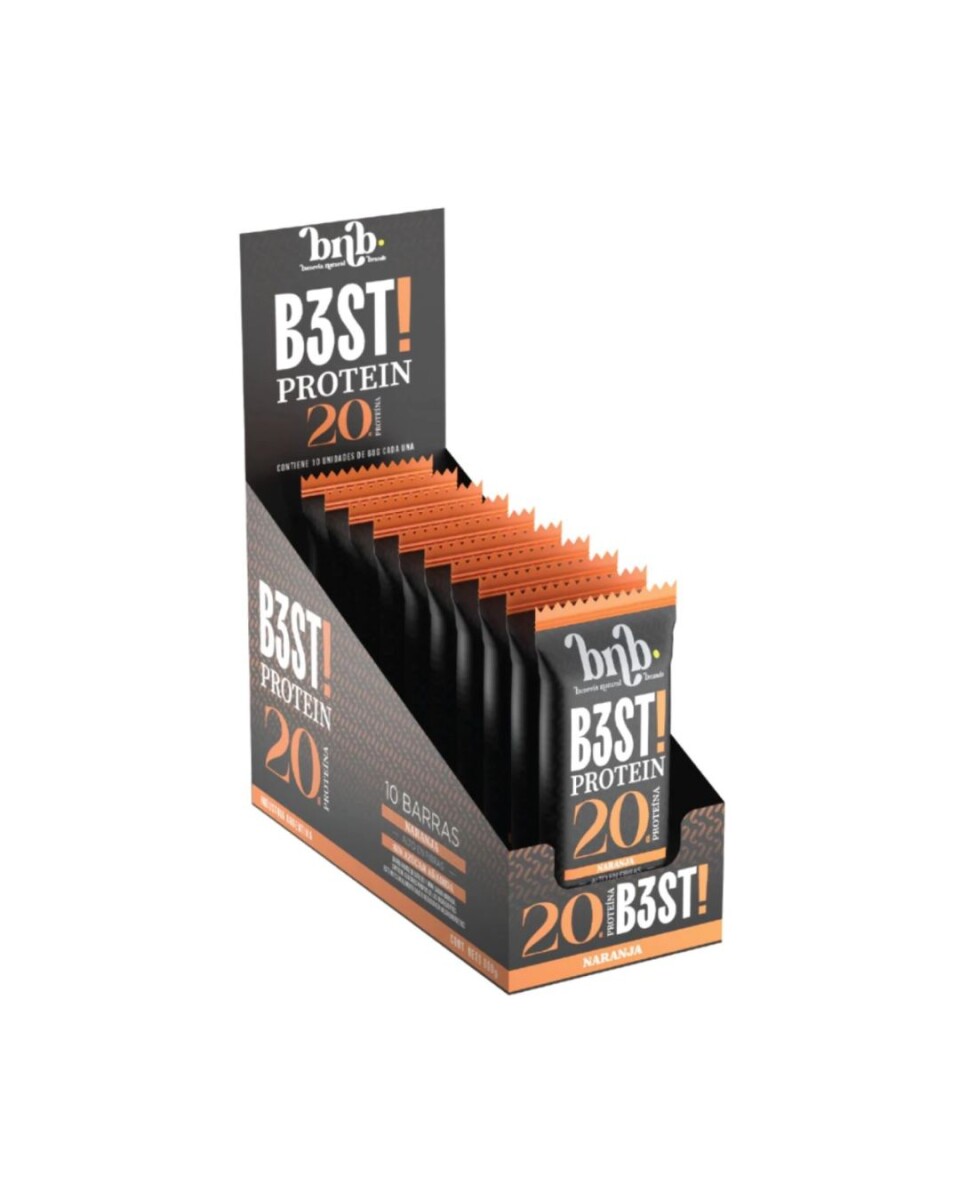 ¡OFERTA IMPERDIBLE! Barra Best Protein Caja X10 NB - Naranja 